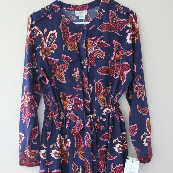 Liz Claiborne Dresses & Skirts - Floral Navy Blue Button Front Dress